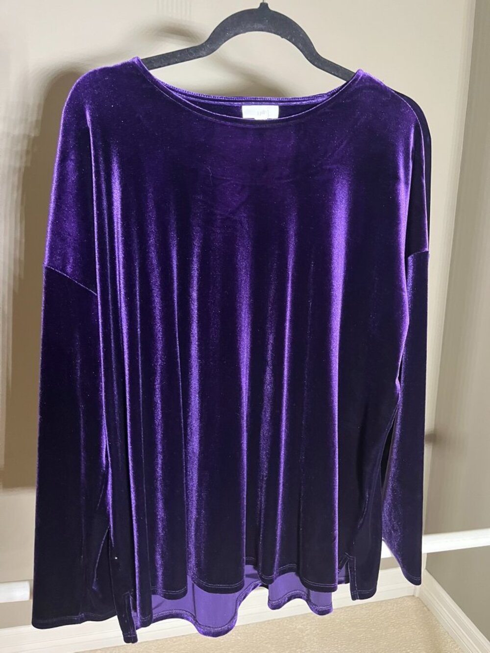 J Jill Velour Purple Top, XL